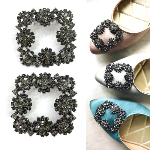 H102 Wholesale Luxury Shoes Accessories Crystal Metal Shoe Buckle Rhinestone Shoe Buckles