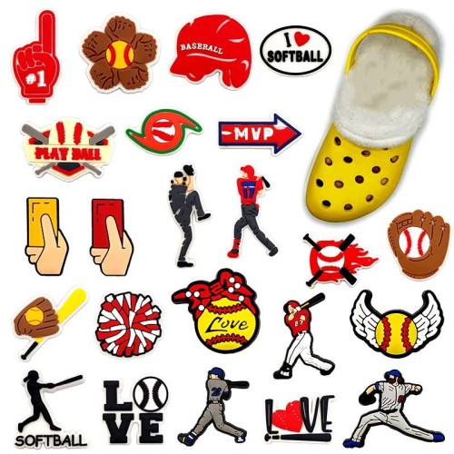 Baseball Sports Shoe Charms Clog Decoration Charms Pvc Shoes Accessory Pvc Shoe Buckle