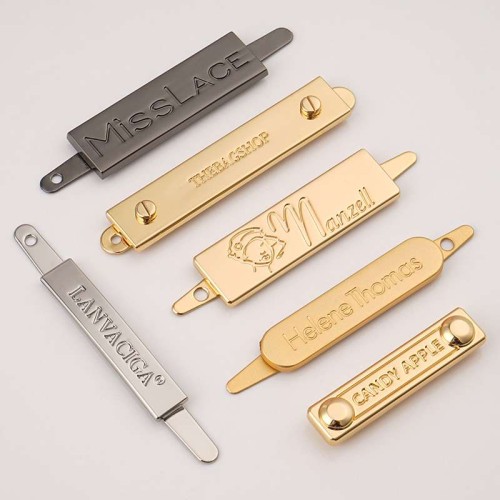Custom Bag Accessories Metal Logo Label Embossed Handbag Logo Metal Plate Engraved Metal Custom Logo Tag For Bags Purses