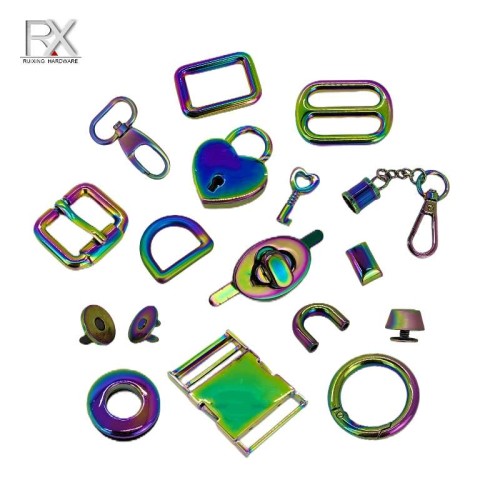 Metal 1 Inch Rainbow Color Bag Hardware Alloy Handbag Parts Rings Bag Accessories Metal Chromatic Fittings Clasps Buckles