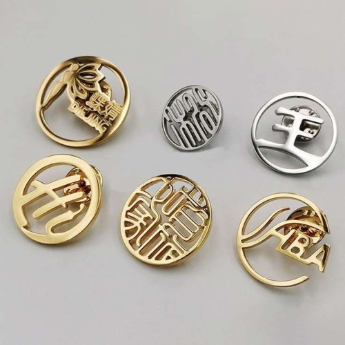 Custom Metal Logo Snapback Hats Laser Cut Fashion Metal Badge Stainless Steel Pins Metal Personalized Pattern Hollow Pin