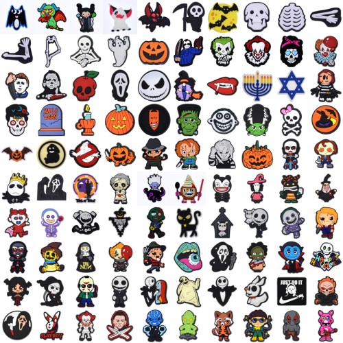 Gh2025 New Halloween Designs Pvc Charms Clogs Buckled Shoe Custom Buckles For Shoes Shoe Decorations Accessories