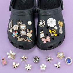 New Arrival Metal Shoe Charms Jewel Stone Shoe Parts&accessories Custom Logo Designer Bling Shoe Charms Decoration