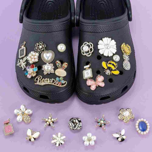 New Arrival Metal Shoe Charms Jewel Stone Shoe Parts&accessories Custom Logo Designer Bling Shoe Charms Decoration