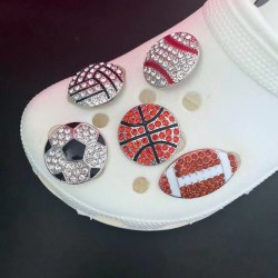 Wholesale Metal Shoe Charms Buckles And Lace Accessories Football Basketball Volleyball Tennis Rugby Clog Shoe Decorations