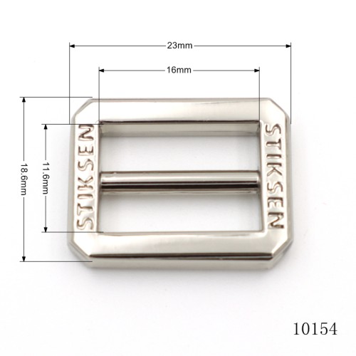 Nickel Logo Custom Engraved Slider Buckle Metal Adjuster Buckle For Bag