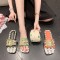 Wholesale Stylish Beach Metal Buckle Women Lady Shoes Slippers Flat Sandals For Women And Ladies