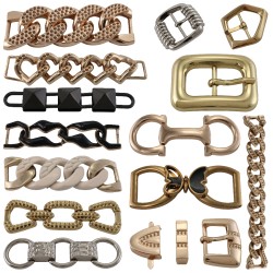 Custom Gold Logo Design Square Hook Chain Decoration Footwear Pin Shoes Buckles Metal For Sandals