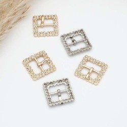 Bags Strap Leather Belt Buckle Metal Crystal Rhinestone Square Shoe Pin Buckle Accessories