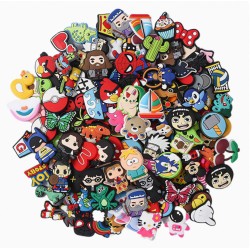 Factory Outlet Random 100pcs Mixed Shoe Decorations Pvc Soft Rubber Diy Accessories Cute Kawaii Cartoon Shoe Buckles