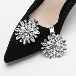 2025 New Style Bling Square Crystal Women&#39;s Sandal Slipper Shoe Buckle Tri Bar Buckle Slider Metal Cloth Material Shoe Hooks
