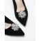 2025 New Style Bling Square Crystal Women&#39;s Sandal Slipper Shoe Buckle Tri Bar Buckle Slider Metal Cloth Material Shoe Hooks