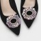 Luxury Fashion Irregular Heel Shoe Accessory With Heart Crystal Shoe Clip Acrylic Rhinestone Iron Glass Buckle Decorations
