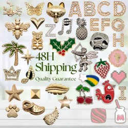 Wholesale Custom Luxury Shoe Buckles Metal Pendant Shoe Charm Letter Animal Clogs Charm Gold Bling Clogs Shoe Accessory Bulk