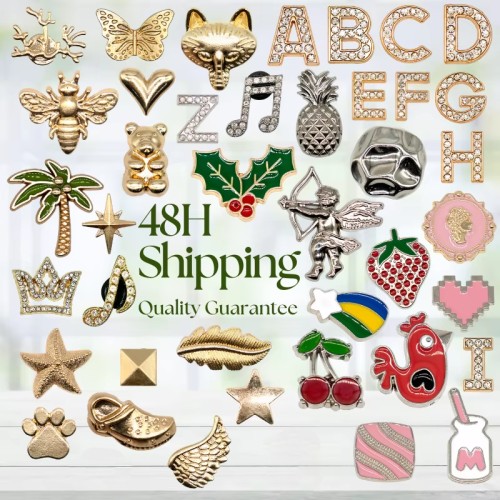 Wholesale Custom Luxury Shoe Buckles Metal Pendant Shoe Charm Letter Animal Clogs Charm Gold Bling Clogs Shoe Accessory Bulk