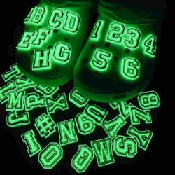 Black And White Letter Fluorescent Series Shoe Buckles Pvc Soft Rubber Flower Shoes Decorations Accessory
