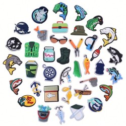 Sell Charming Pvc Soft Glue Shoes Buckles Cute Cartoon Fish Shoe Decoration Diy Accessories Fishing Clog Charms For Fishermen