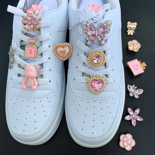 Pink Rhinestones Bling Shoe Lace Buckles Decorations Lace Clips Shoe Accessories Made Of Durable Metal
