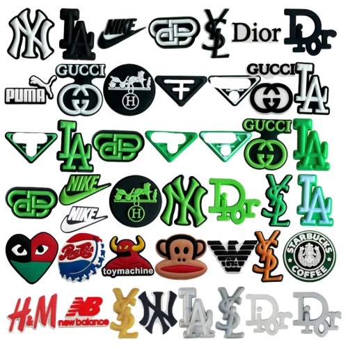 Wholesale Custom Brand Logo Designer Clog Shoe Charms Luxury Rubber Pvc Accessories For Girl Fashion Decoration Buckle Gift