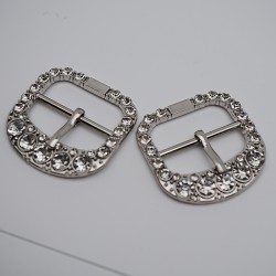 Adjustable Silver &amp; Gold-plated Ladies Crystal Shoes Buckle Durable Diamond Zinc Alloy Crystal Needle Buckle