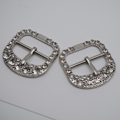 Adjustable Silver &amp; Gold-plated Ladies Crystal Shoes Buckle Durable Diamond Zinc Alloy Crystal Needle Buckle