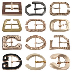 Custom Logo Metal Alloy Brass Gold Sandals Pin Adjustable Buckle Ladies Hook Shoe Chain Decorations Buckles For Women Shoes