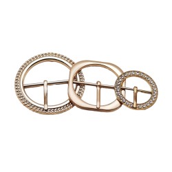 Custom Zinc Alloy Round Rhinestone Shoe Accessories Buckles For Belt Adjustable Slide Tri Glide Pin Buckle Round Shoe Buckle