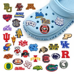 Hot Sales University Team Logo Pvc Decorations Rubber Buckles For Nfl And Ncaa Shoe Charms For Clogs Shoe Decorations