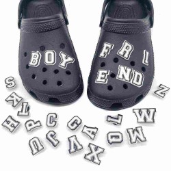 Wholesale Custom Pvc Shoe Charm Black White Letters Shoe Buckle Decoration Decorations For Slippers