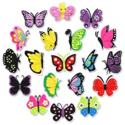 Butterfly Series Diy Removable Pvc Shoe Buckles Soft Rubber Floral Decoration Accessories For Shoes Colorful Hole