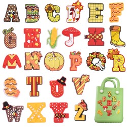 Cartoon Thanksgiving Letters Pvc Detachable Shoe Buckle Diy Accessories Decorations For Shoes