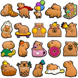 Cute Cartoon Rubber Pvc Decoration Shoes Buckles Capybara Kapibara Shoe Charms For Diy Fun Shoe Accessories Wholesale