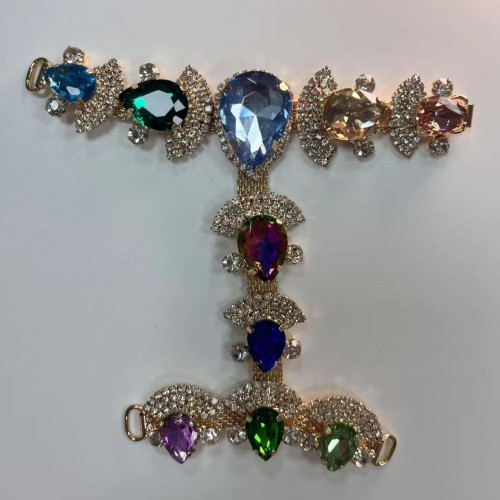 Custom I-shaped Metal Buckle Glass Rhinestone-embellished Women's Shoe Buckle