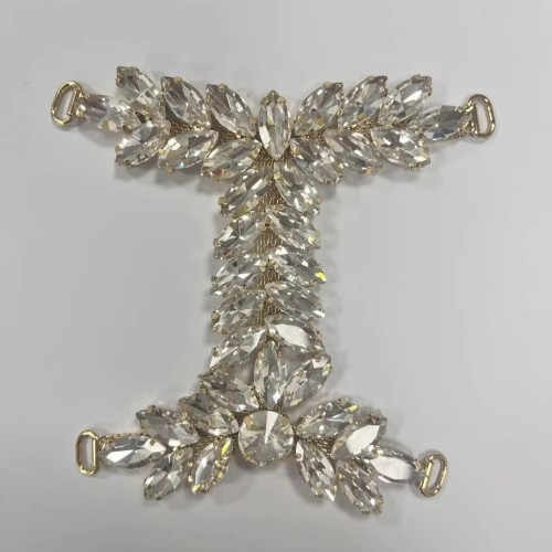 Custom I-shaped Metal Buckle Glass Rhinestone-embellished Women's Shoe Buckle
