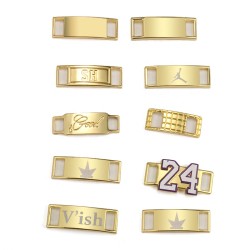 Gold Metal Custom Dubraes Tag Polished Shiny Gold Metal Shoelace Charms Shoelace Lock